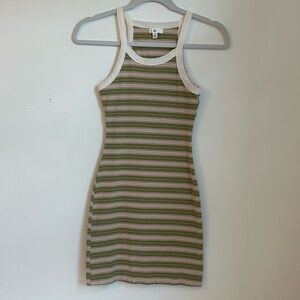 BP Striped Green and White Sleeveless Dress